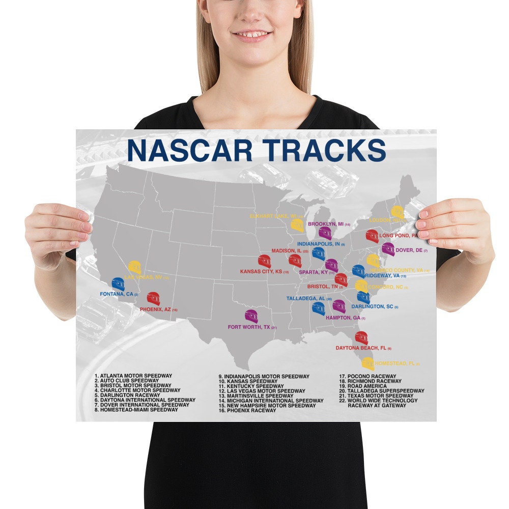 NASCAR Tracks Map Poster Etsy Canada