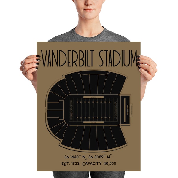 Vanderbilt Commodores Vanderbilt Stadium Football Stadium Poster Print