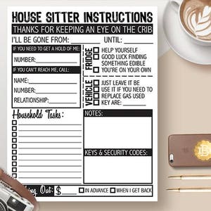 House Sitter Instructions | Digital Download
