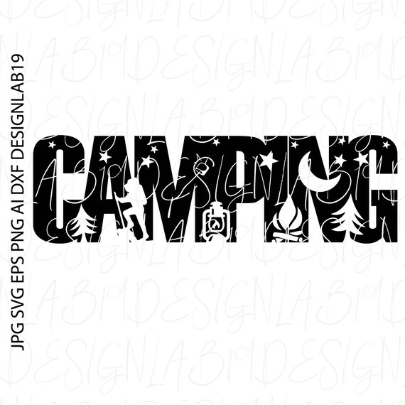 Download Free Camping Silhouette Word Svg Cut File Outdoor Hike Mountain Etsy SVG Cut Files