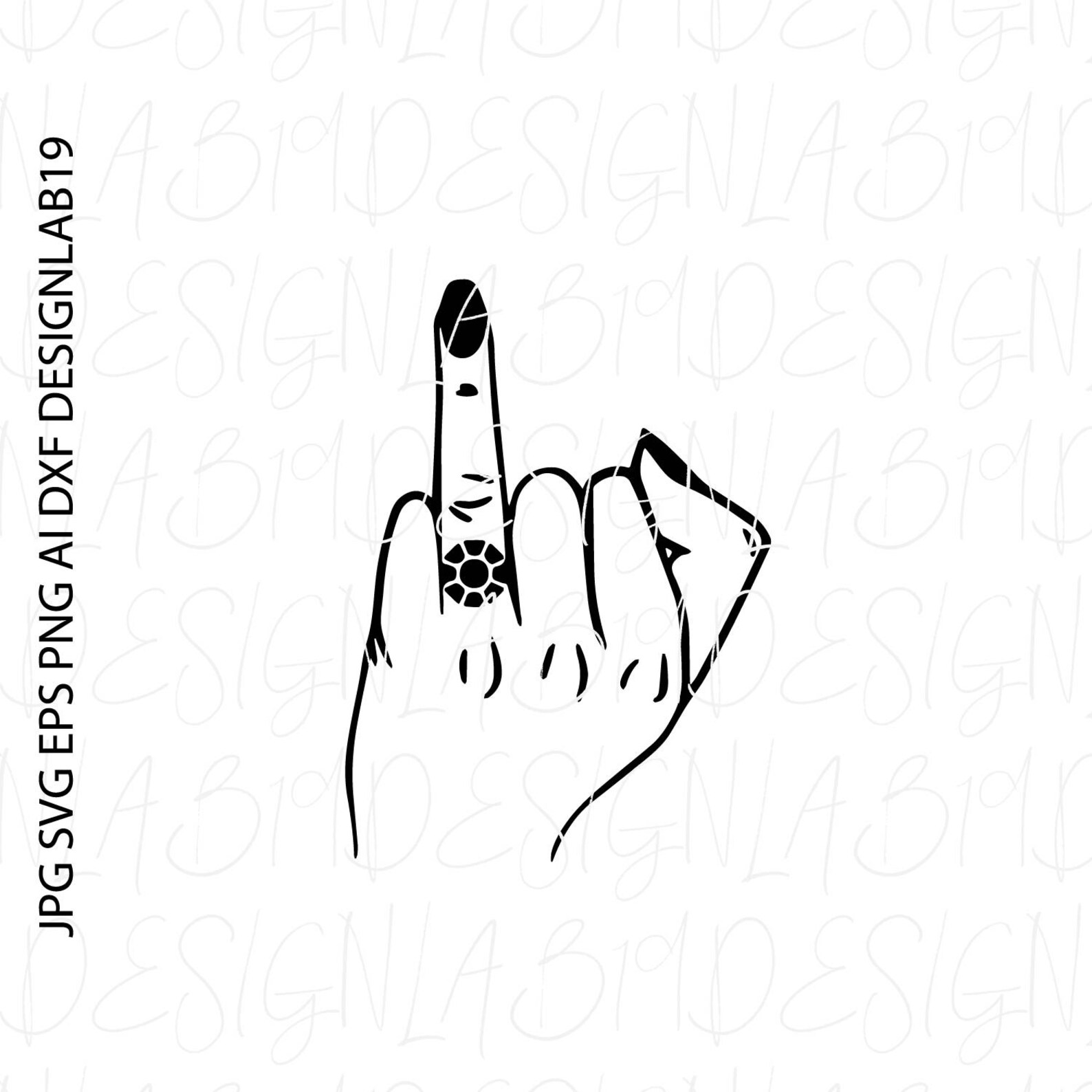 Engaged ring finger svg flipping off diamond ring