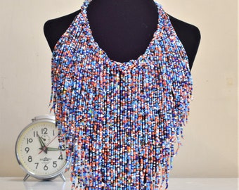 African Maasai Handmade Beaded necklace |Tribal |Chunky |Multi Color |Unique |African Woman Necklace | Maasai Necklace |One Size Fits All