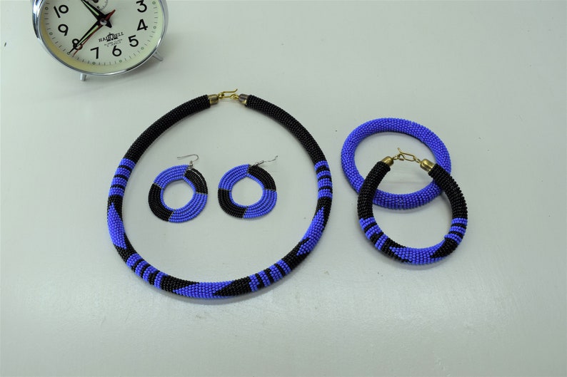 Statement ON SALE African Woman Necklace African Maasai Handmade Beaded necklace Blue Necklace Statement Necklace Necklace for Woman