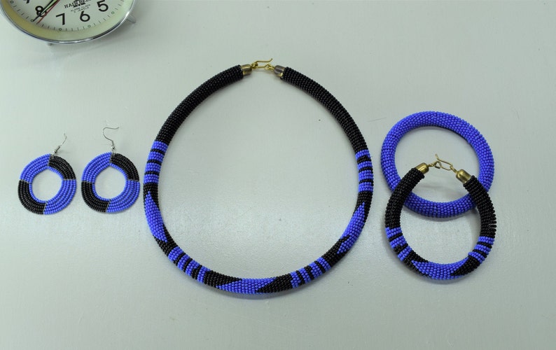 Statement ON SALE African Woman Necklace African Maasai Handmade Beaded necklace Blue Necklace Statement Necklace Necklace for Woman