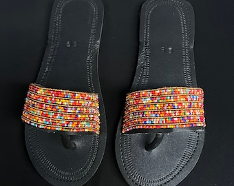 African Maasai handmade leather sandals for women, Spring Summer Shoes, Sandalia, Sandali, Sandalen, Sleepons, Flat sandals, Gift for her,