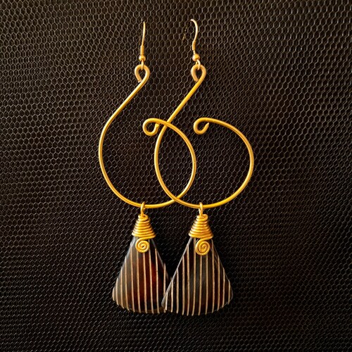 African Handmade Brass and Bone Earrings wholesale Earrings Etsy