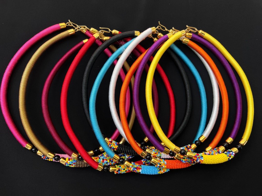 Bead and Yarn Necklace Statement Necklace African Maasai Etsy