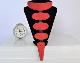Handmade Maasai Leather Beaded Necklace | Red Tribal Jewelry