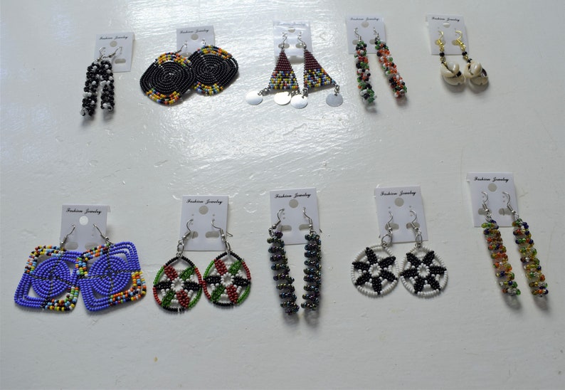 Gift for Her Maasai Earrings Handmade Earrings 10 pairs of Earrings|Wholesale Earrings Earrings for Women|Sale African Beaded Earrings