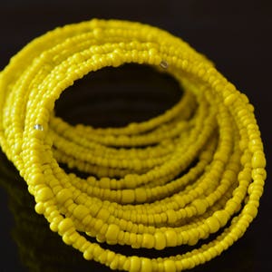 Handmade Maasai Beaded Bracelet | Yellow Coil, Tribal Set of 3 image 2