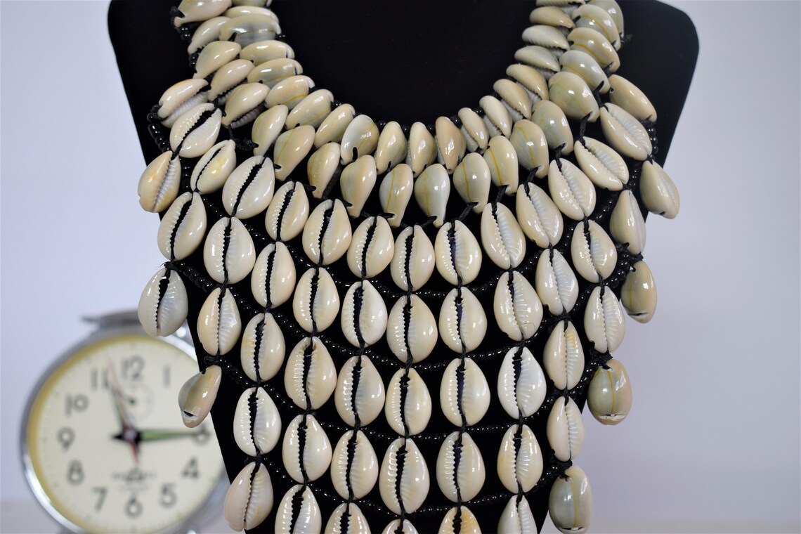 African Handmade Cowrie Shell Necklace Chunky Ethnic Tribal Etsy