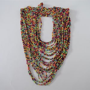 African Maasai Handmade Beaded necklace Ethnic Chunky Multi Color Unique African Woman Necklace Maasai Necklace One Size Fits All image 9