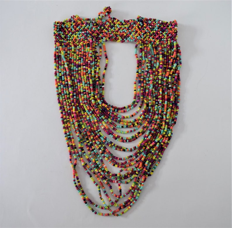 African Maasai Handmade Beaded necklace Ethnic Chunky Multi Color Unique African Woman Necklace Maasai Necklace One Size Fits All image 9