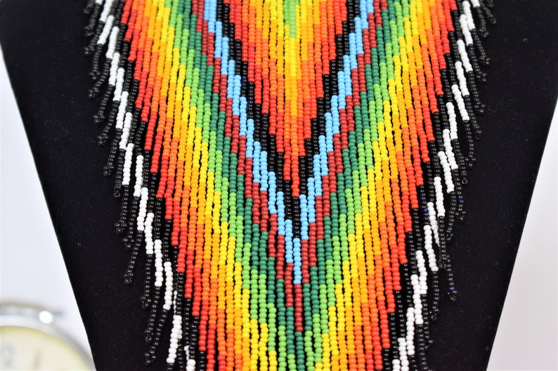 African Necklace African Jewelry Handmade Beaded Necklace Multi Color Necklace for African Woman Maasai Necklace Fits All On Sale image 4