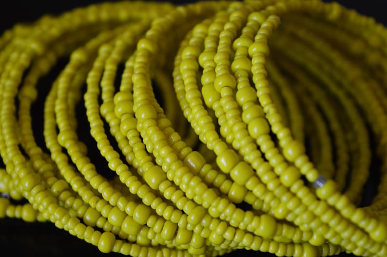 Handmade Maasai Beaded Bracelet | Yellow Coil, Tribal Set of 3 image 4