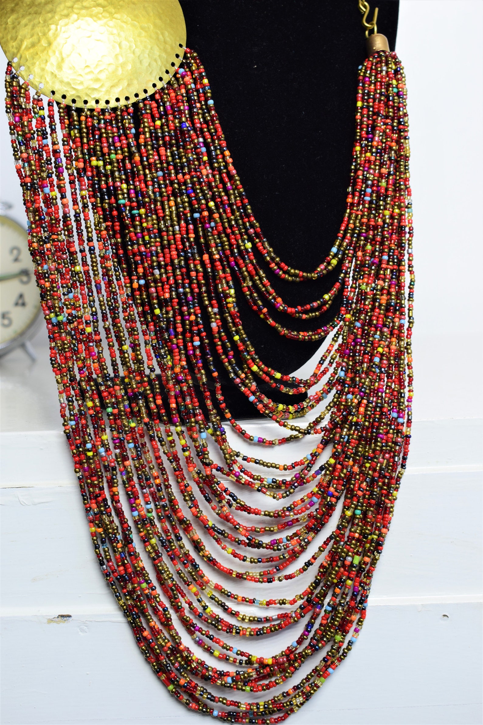 Handmade African Statement Necklace – Vibrant Ankara Kente Print Jewelry Gift - View #9