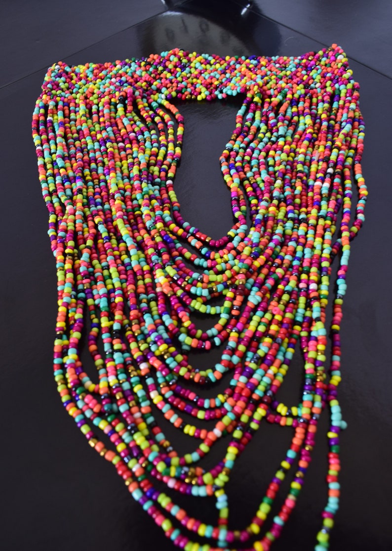 African Maasai Handmade Beaded necklace Ethnic Chunky Multi Color Unique African Woman Necklace Maasai Necklace One Size Fits All image 8