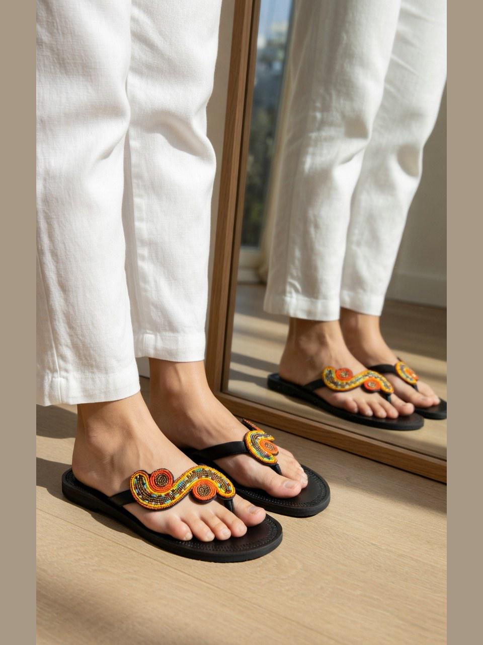 Sleepons African Maasai Handmade Leather Sandals for Women, Spring Summer Shoes ...