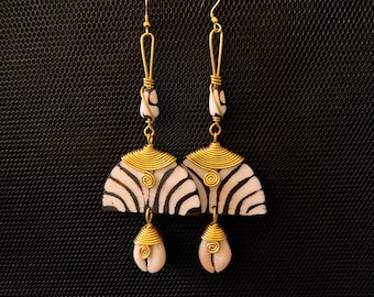 Handmade Maasai Brass & Bone Earrings | African Tribal Jewelry