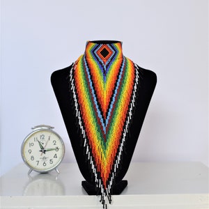 African Necklace African Jewelry Handmade Beaded Necklace Multi Color Necklace for African Woman Maasai Necklace Fits All On Sale image 8