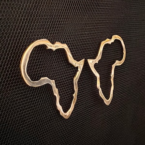 Handmade Brass Africa Map Earrings | Maasai Tribal Jewelry
