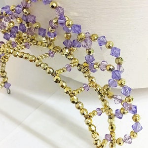 Purple Gold Ballet Tiara, Handmade Beaded Headpiece for Classical Dance