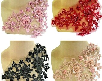 Wine Black Apricot Dusty Pink 3D Lace Appliques, Beaded Applique Trim for Ballet Tutu Dance Costume #211R