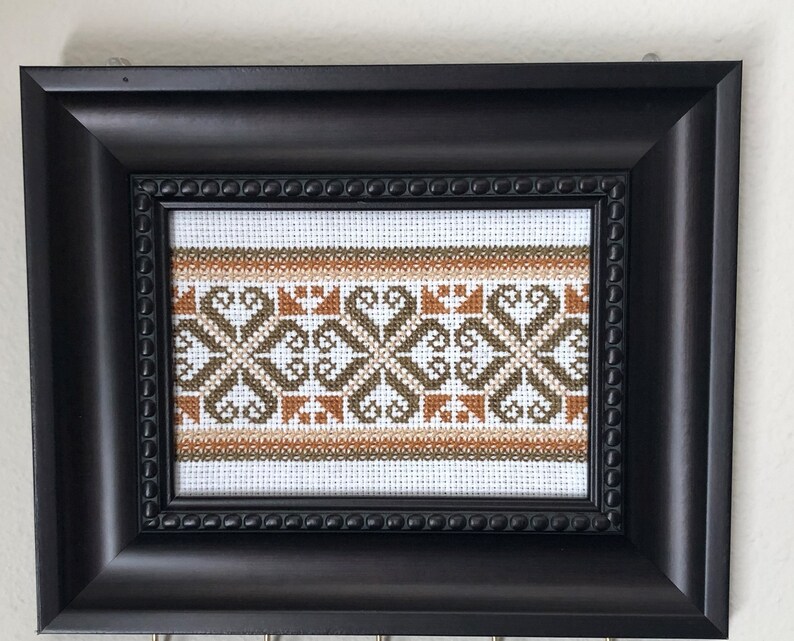 Palestinian hand embroidered pattern framed embroidery art  etsyde