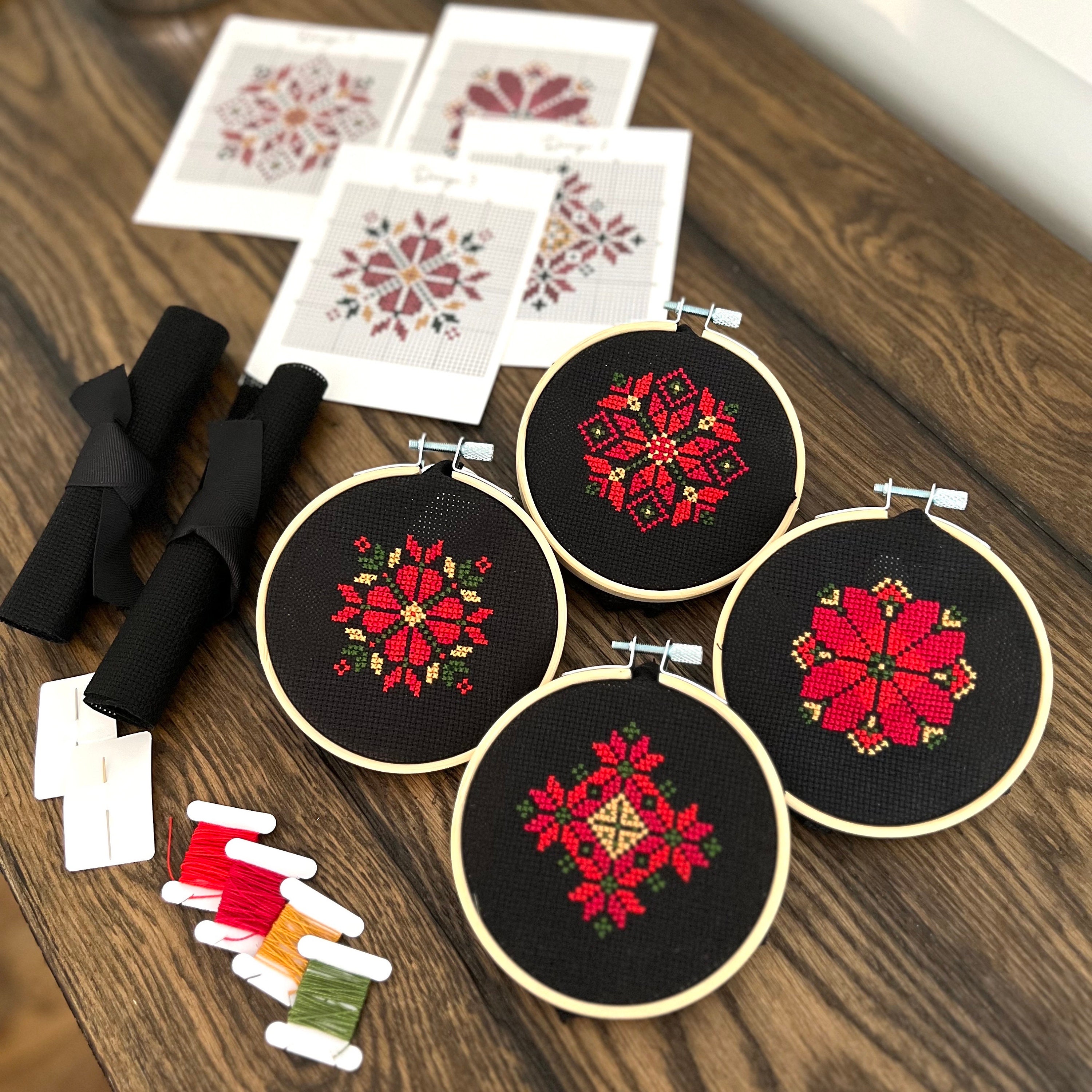 Cross-stitch Kits on Leather ethnic Ornament, DIY Bracelet