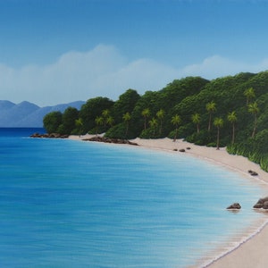 Tropical Island painting tutorial in oil or acrylic, how to paint a seascape, painting instructions image 2