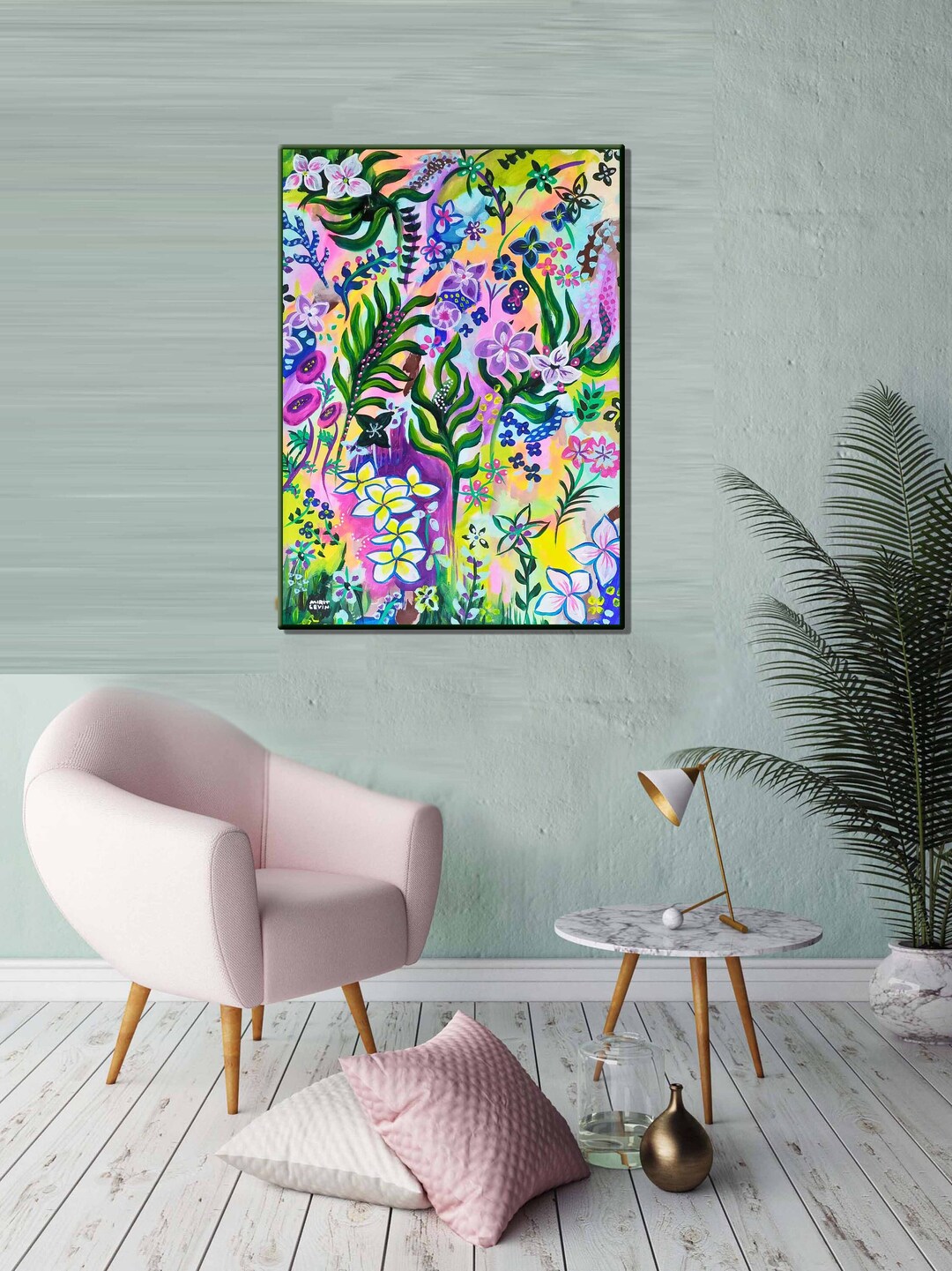 Flower Painting Original on Canvas Colorful Floral Abstract - Etsy