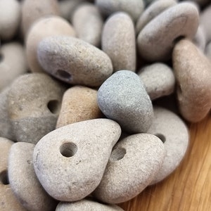 Center drilled pebbles from the Latvian Baltic Sea coast, 100 pebbles with holes, pebbles craft supplies, pre drilled pebbles