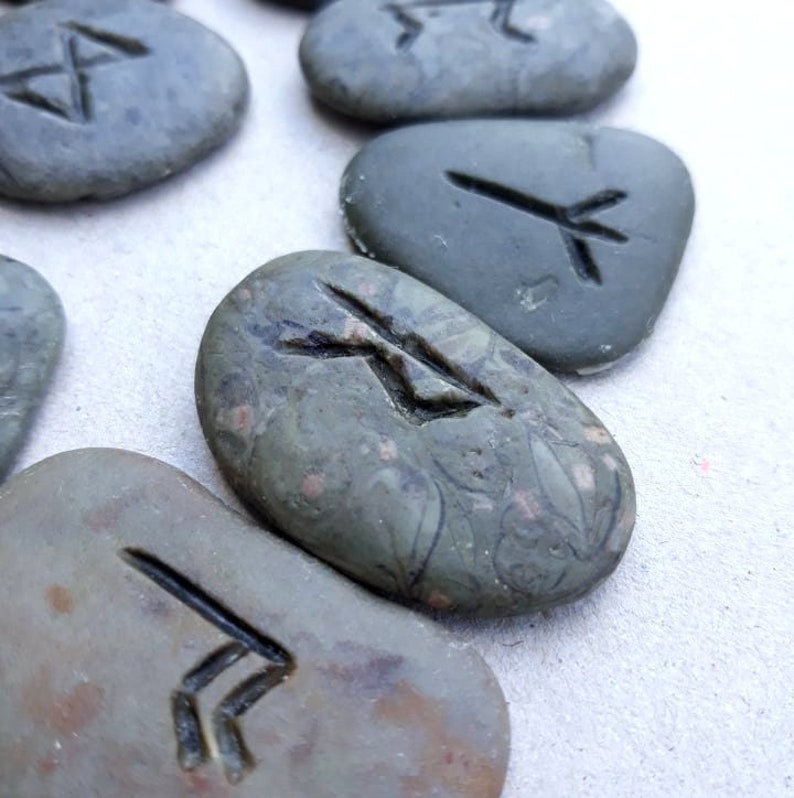 Engraved rune stones 36 pieces / rune stones set / baltic Etsy