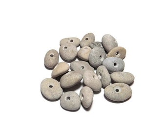 Center drilled pebbles, drilled beach stones, stones for crafts, stones with holes, pebbles Baltic sea