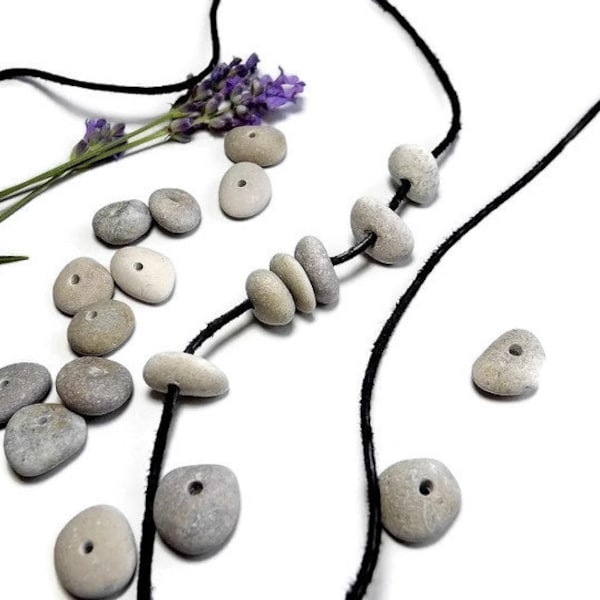 Center drilled pebbles, drilled beach stones, stones for crafts