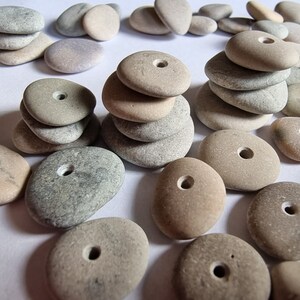 Center drilled pebbles, drilled beach stones, stones for crafts, stones with holes, pebbles Baltic sea