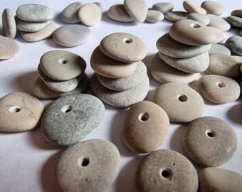 Center drilled pebbles, drilled beach stones, stones for crafts, stones with holes, pebbles Baltic sea