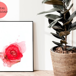 Printable poster, abstract art poster, original painting poster, printable wall art, digital print, living room deco, flower prints