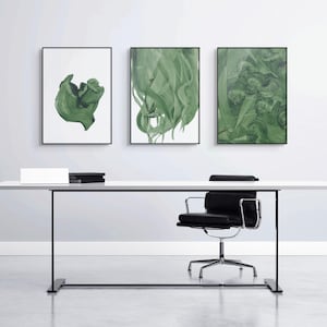 Conjunto de 3 piezas del Protocolo de Interrupción de Señal: Arte mural biomórfico verde para oficinas tecnológicas, parche del sistema Peace Hacker, acceso a Google Drive.