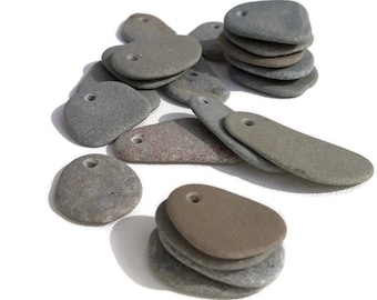 Drilled pebbles from the Latvian Baltic Sea coast, pebbles with holes, pebbles craft supplies