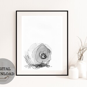 Rosa gris, pinturas con flores, carteles imprimibles, arte abstracto