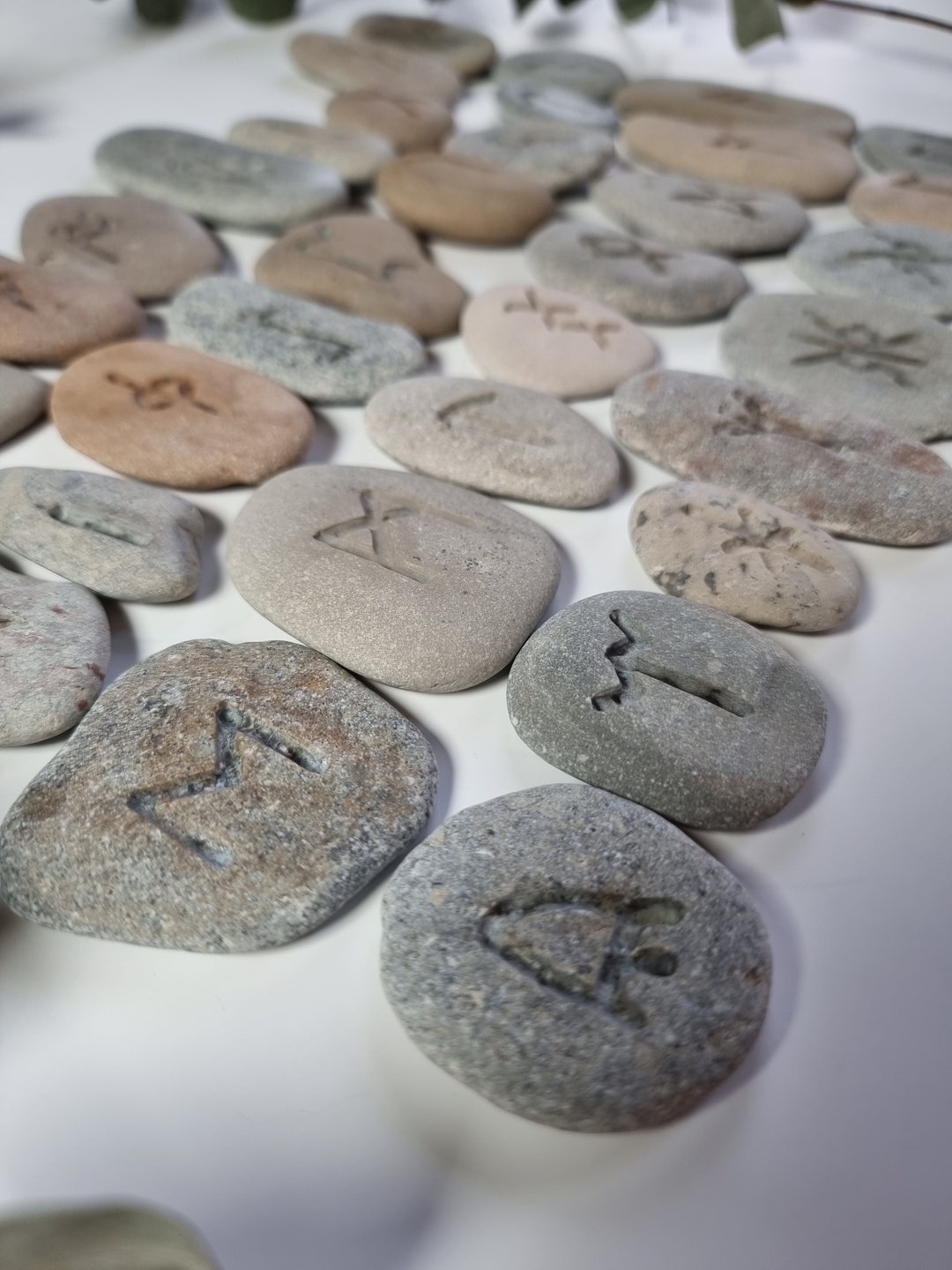 Engraved Rune Stones 34 Pieces, Rune Stones Set, Baltic Sea Stones ...
