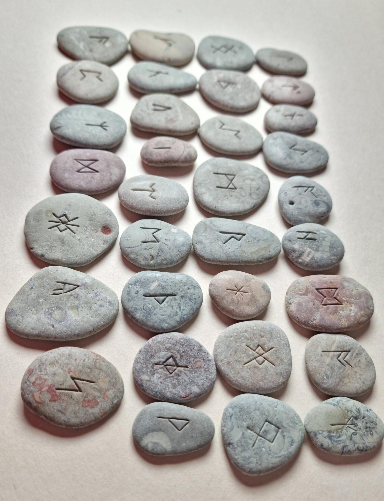 Engraved Rune Stones (34 Pieces), Rune Stones Set, Baltic Sea Stones ...