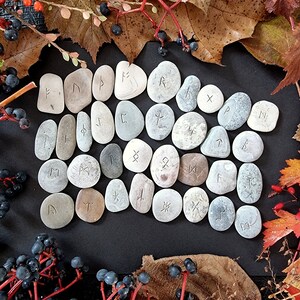 Engraved Rune Stones 34 Pieces Rune Stones Set Baltic Sea - Etsy