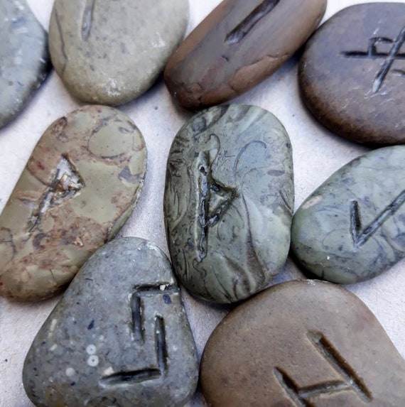 Engraved rune stones 36 pieces / rune stones set / baltic Etsy