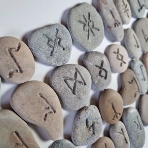 Engraved Rune Stones 34 Pieces, Rune Stones Set, Baltic Sea Stones ...