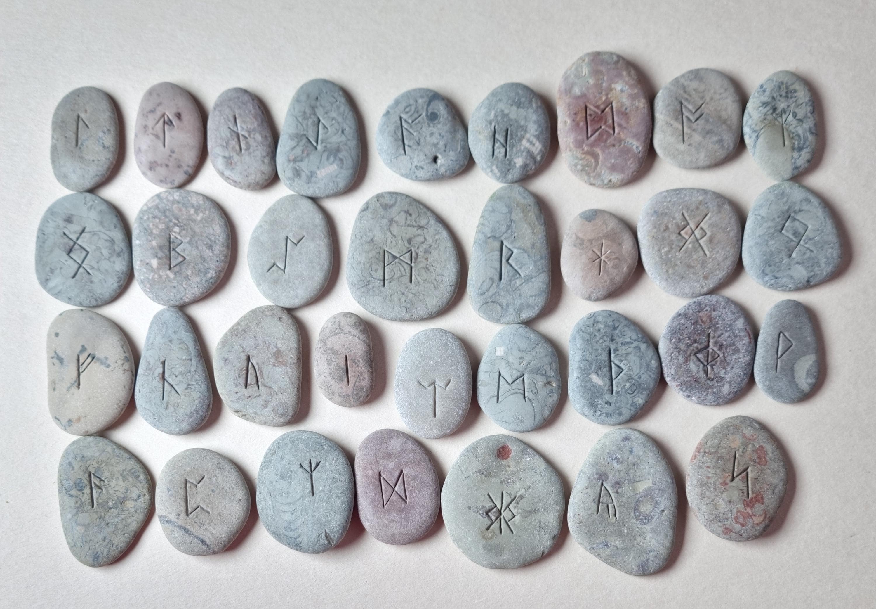 Engraved Rune Stones (34 Pieces), Rune Stones Set, Baltic Sea Stones ...