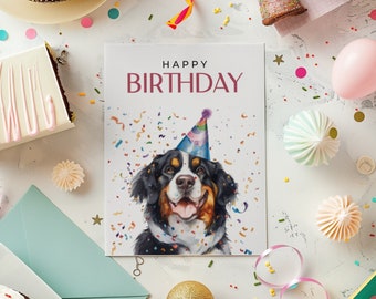 Geburtstagskarte Für Berner Sennenhund – 12,7x17,8 Cm, Klappkarte, Innen Blanko, Mit Umschlag
