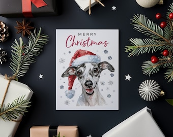 Tarjeta De Navidad Para Amantes De Whippet: A6 (4x6) Diseño Starprint, Interior En Blanco