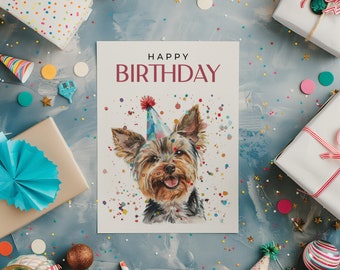 Yorkshire Terrier Birthday Card